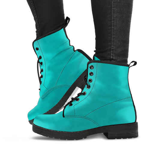 Combat Boots - Turquoise | Boho Shoes Handmade Lace Up