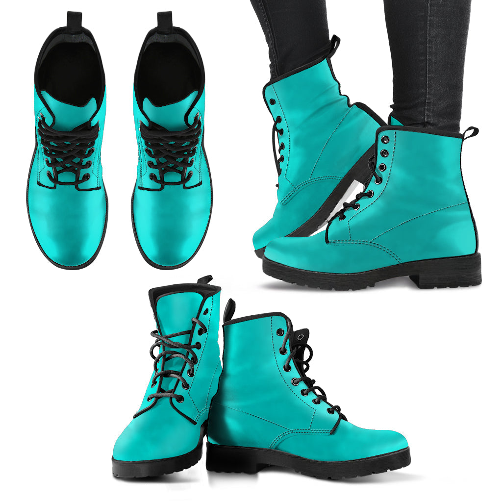 Combat Boots - Turquoise | Boho Shoes Handmade Lace Up