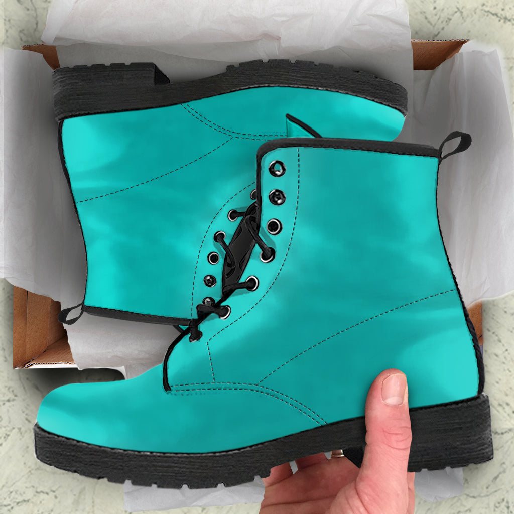 Combat Boots - Turquoise | Boho Shoes Handmade Lace Up