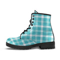 Combat Boots-Turquoise Plaid Design | ACES INFINITY