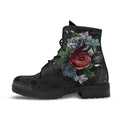 Combat Boots - Vintage Flowers with Black Lace Print