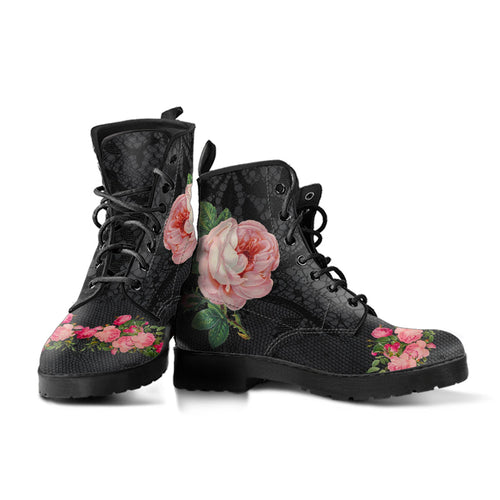 Combat Boots - Vintage Style Flowers #103 | Boho Shoes