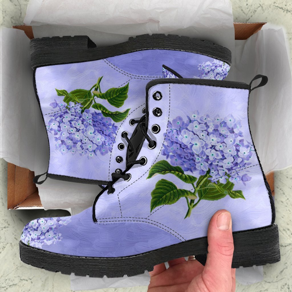 Combat Boots - Vintage Style Purple Flowers | Boho Shoes