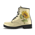 Combat Boots - Vintage Style Sunflower Shoes | Vegan Leather