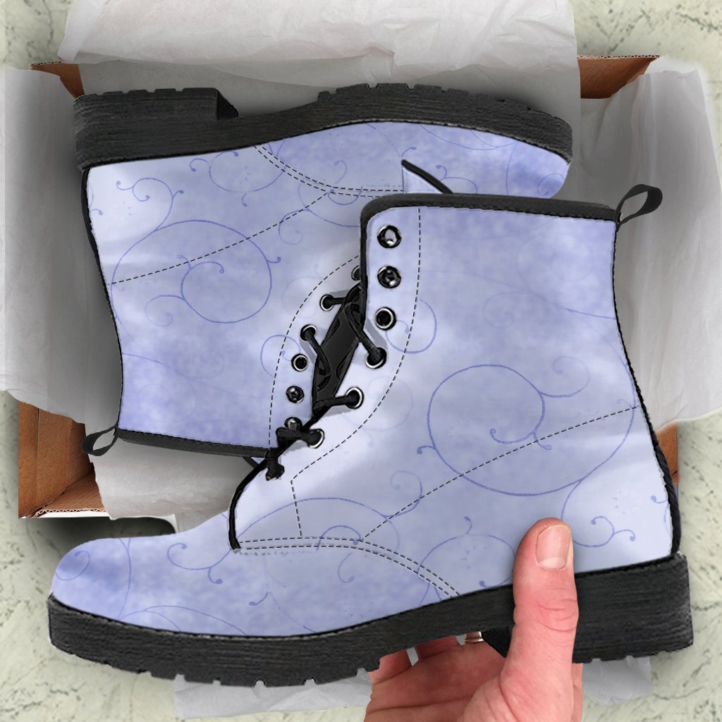 Combat Boots - Vintage Swirls | Purple Boots for Women 