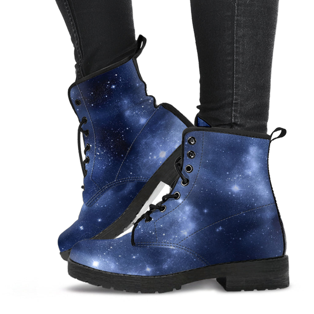 Combat Boots - Watercolor Galaxy Dark Blue | Custom Shoes