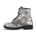 Combat Boots - White Lace Print #301B | Women’s Boots