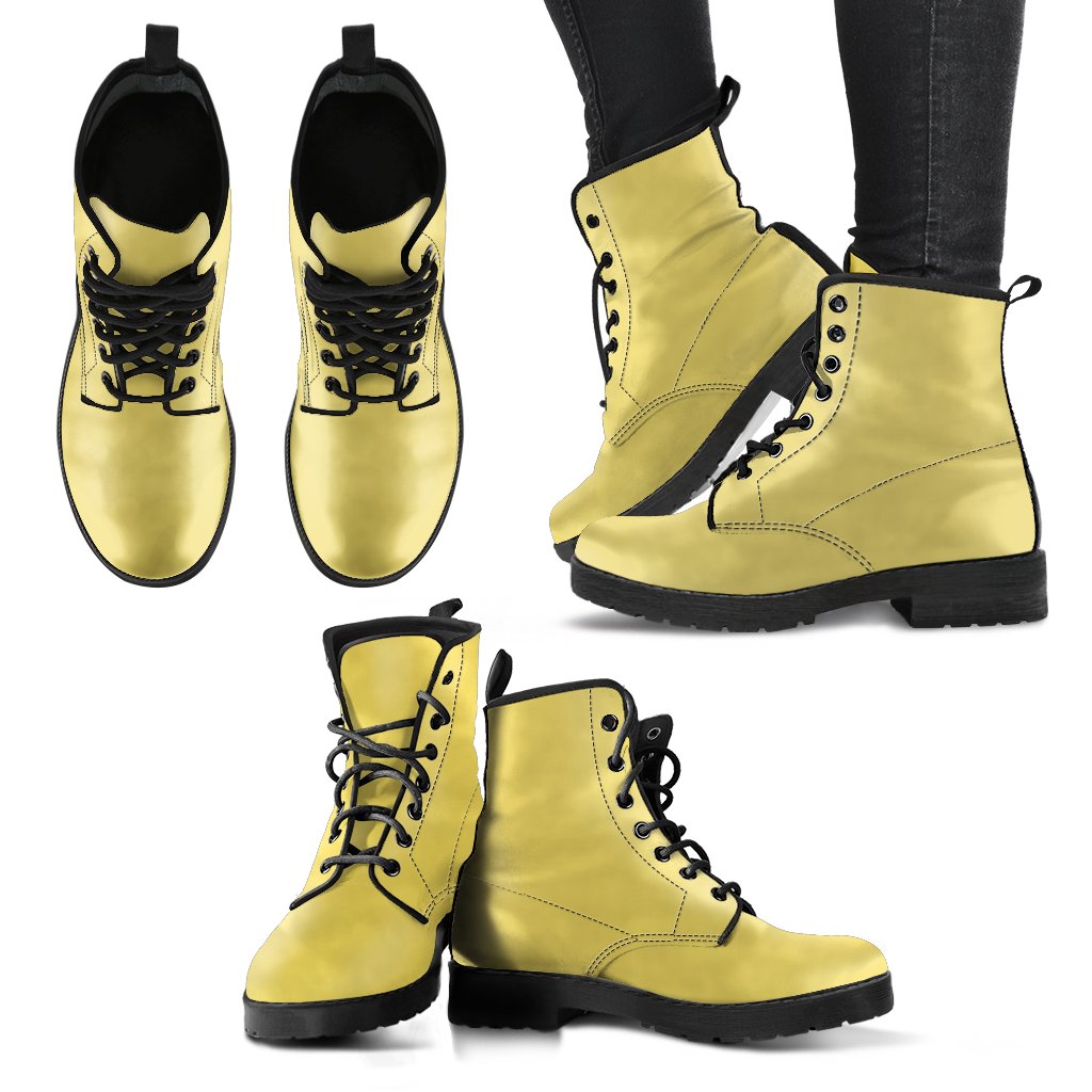 Combat Boots - Yellow Boots | Custom Shoes Vegan Shoes 90s