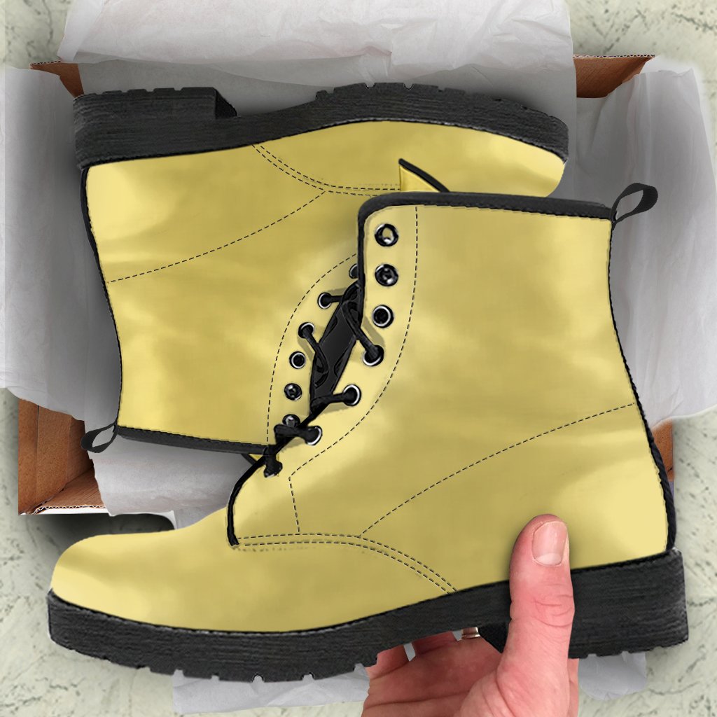 Combat Boots - Yellow Boots | Custom Shoes Vegan Shoes 90s