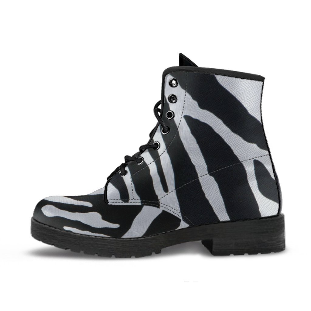 Combat Boots - Zebra Print | Boho Shoes Handmade Lace Up 