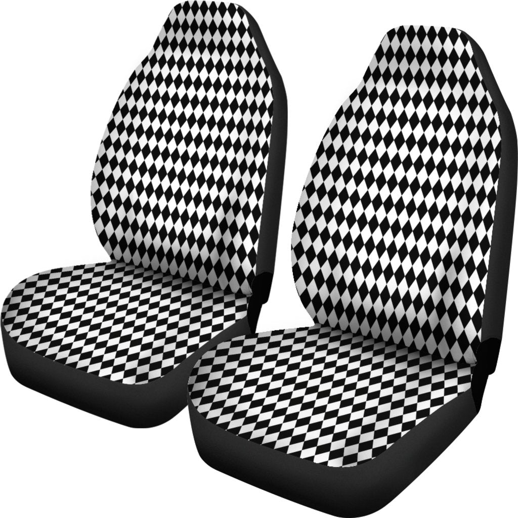 Custom Car Seat Cover - Diamond Checkers #101 Black