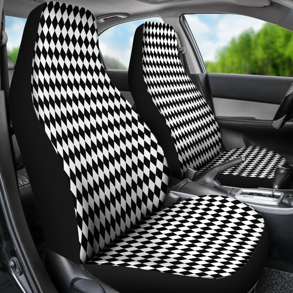 Custom Car Seat Cover - Diamond Checkers #101 Black