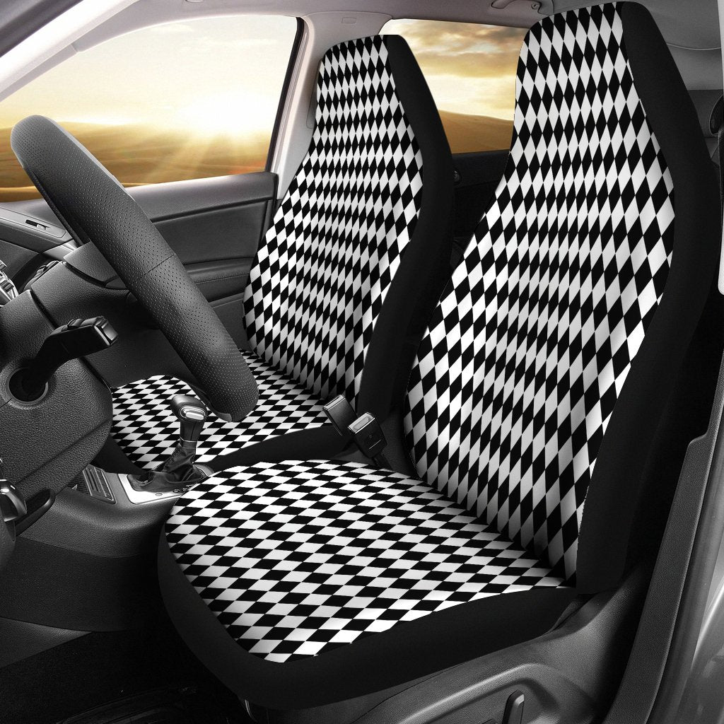 Custom Car Seat Cover - Diamond Checkers #101 Black