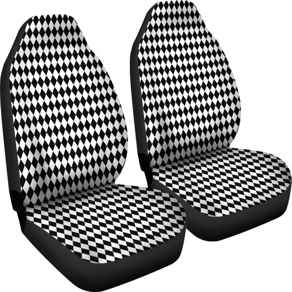 Custom Car Seat Cover - Diamond Checkers #101 Black