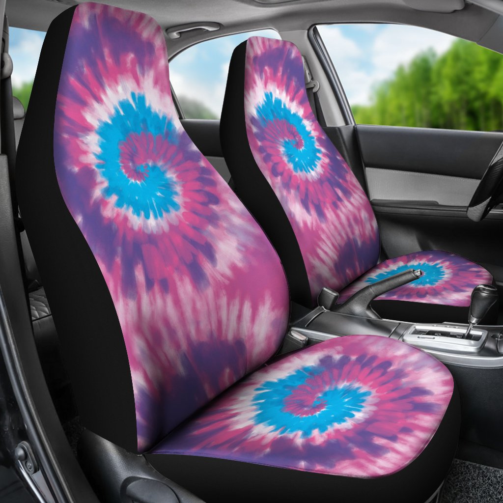 Custom Car Seat Covers - Tie Dye Design #118 | Retro Car 
