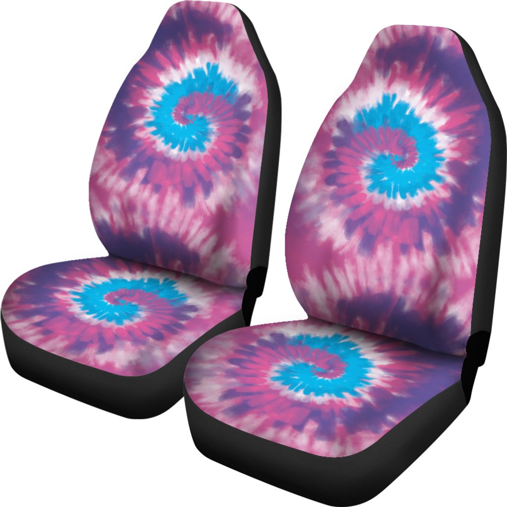 Custom Car Seat Covers - Tie Dye Design #118 | Retro Car 