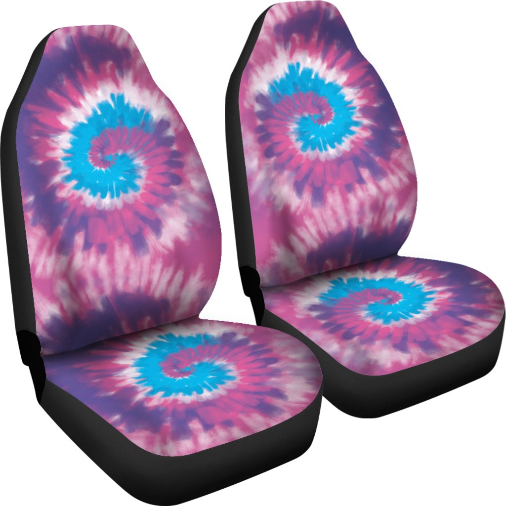 Custom Car Seat Covers - Tie Dye Design #118 | Retro Car 