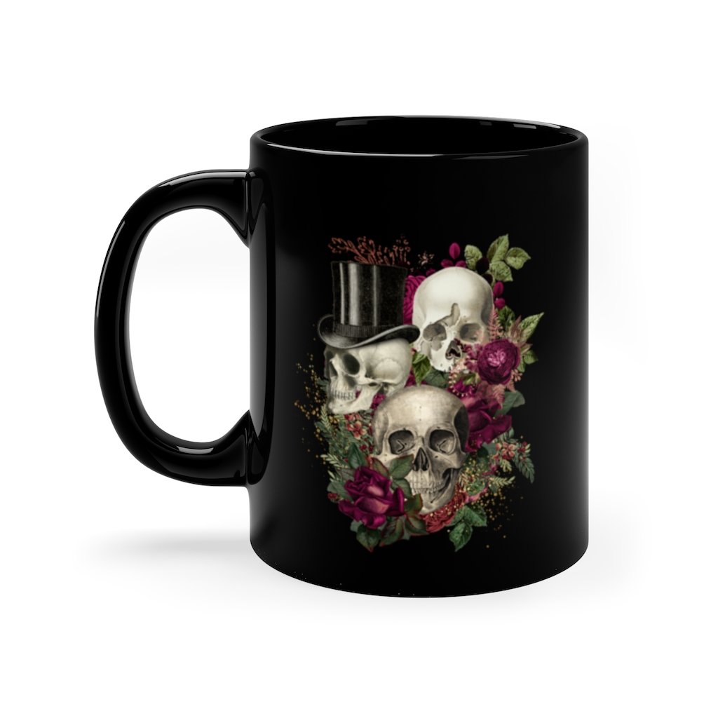 Custom Mug 11oz - Goth Mugs 101 Skulls and Roses Dark Gothic