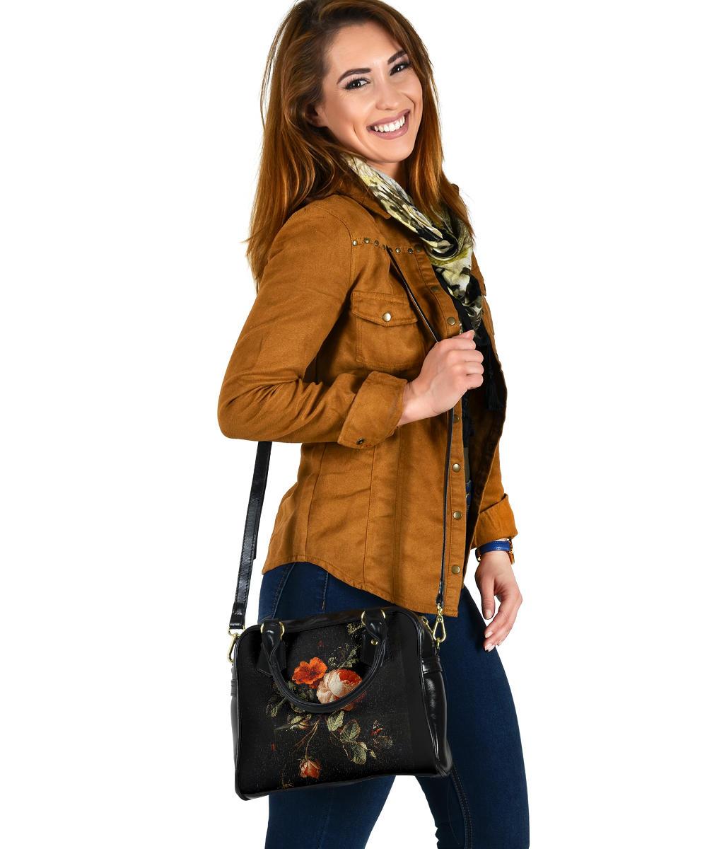 Custom Shoulder Bag - Distressed Vintage Flower Art