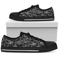Custom Sneakers-Gray Skulls Goth Shoes | ACES INFINITY