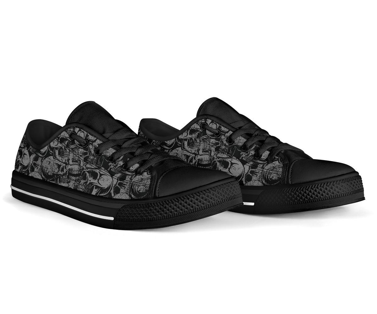 Custom Sneakers-Gray Skulls Goth Shoes | ACES INFINITY