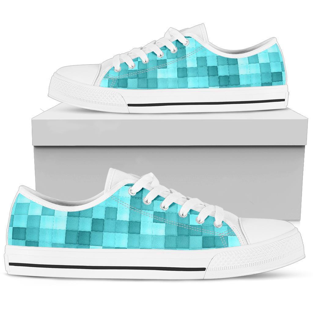 Custom Sneakers - Teal Checks | ACES INFINITY