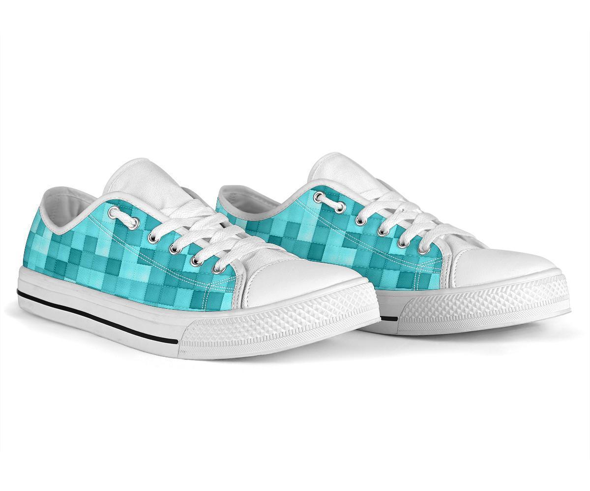 Custom Sneakers - Teal Checks | ACES INFINITY