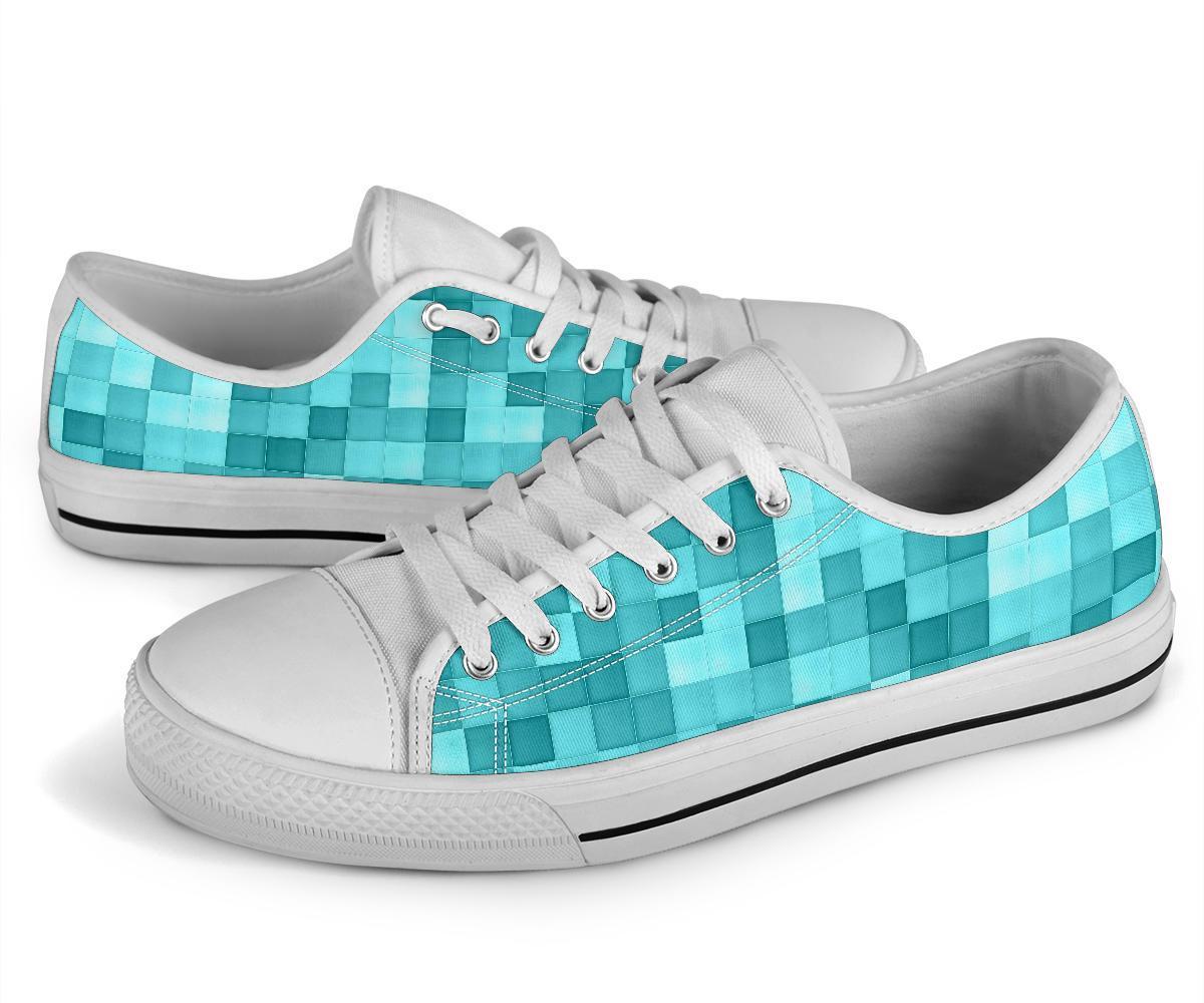 Custom Sneakers - Teal Checks | ACES INFINITY