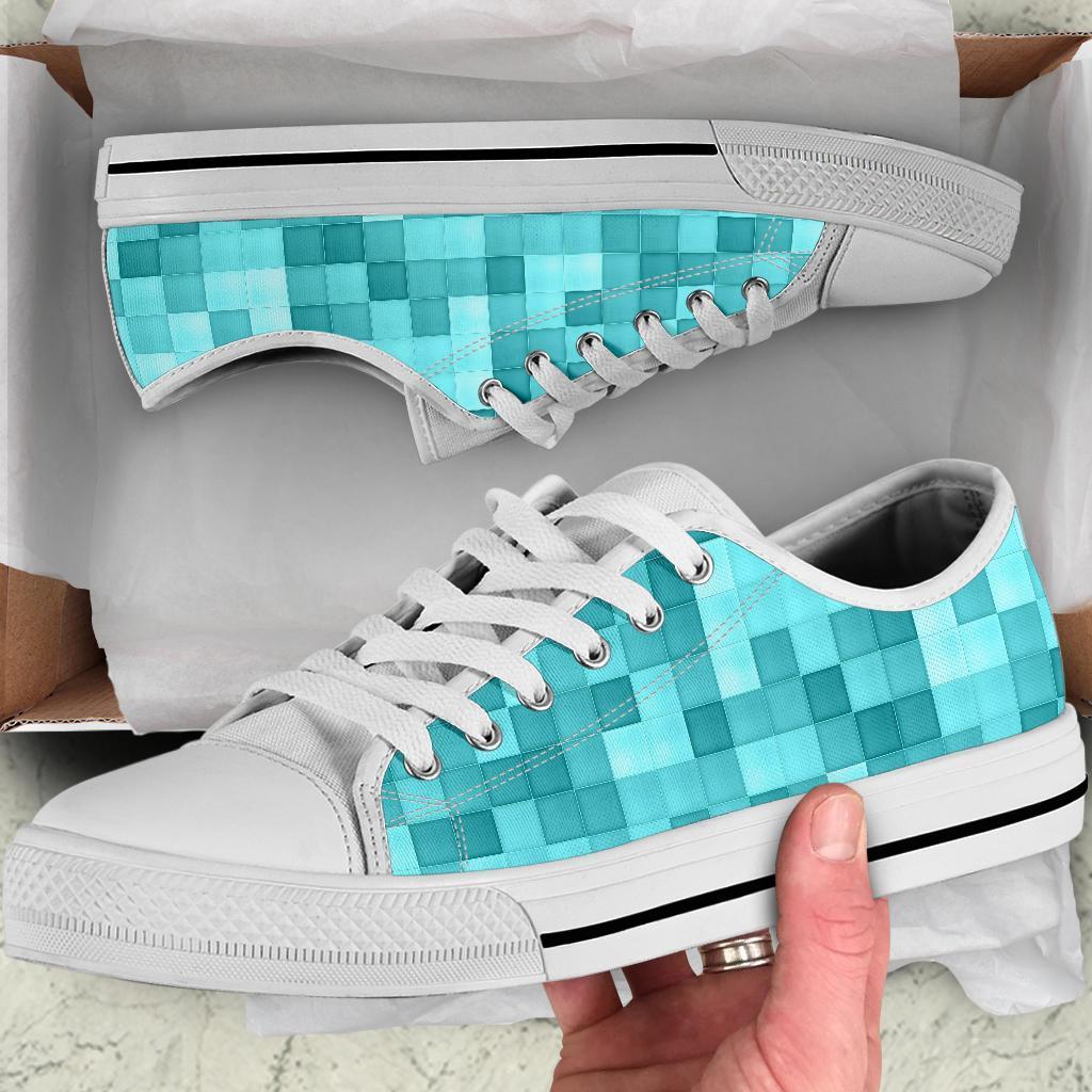 Custom Sneakers - Teal Checks | ACES INFINITY