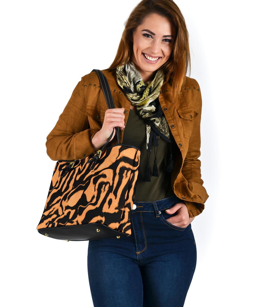 Custom Tote Bag (Vegan Leather) - Tiger Print #101 | Vegan