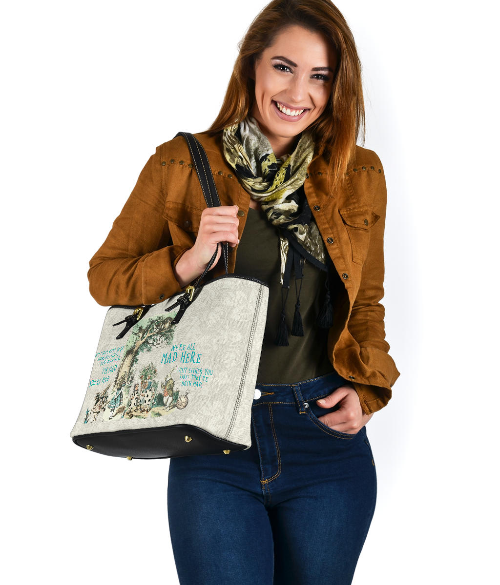 Custom Vegan Leather Tote Bag - Alice in Wonderland Gifts
