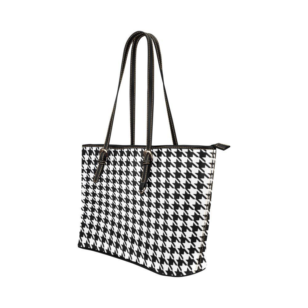 Custom Vegan Leather Tote Bag-Classic Black and White