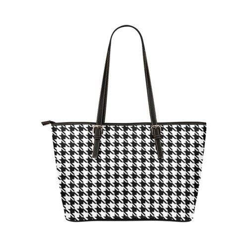 Custom Vegan Leather Tote Bag-Classic Black and White