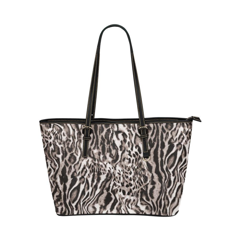 Custom Vegan Leather Tote Bag-Distressed Animal Print 103
