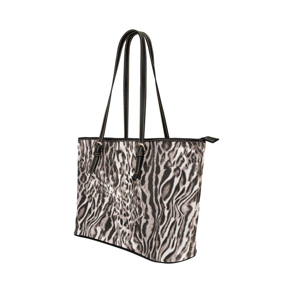 Custom Vegan Leather Tote Bag-Distressed Animal Print 103