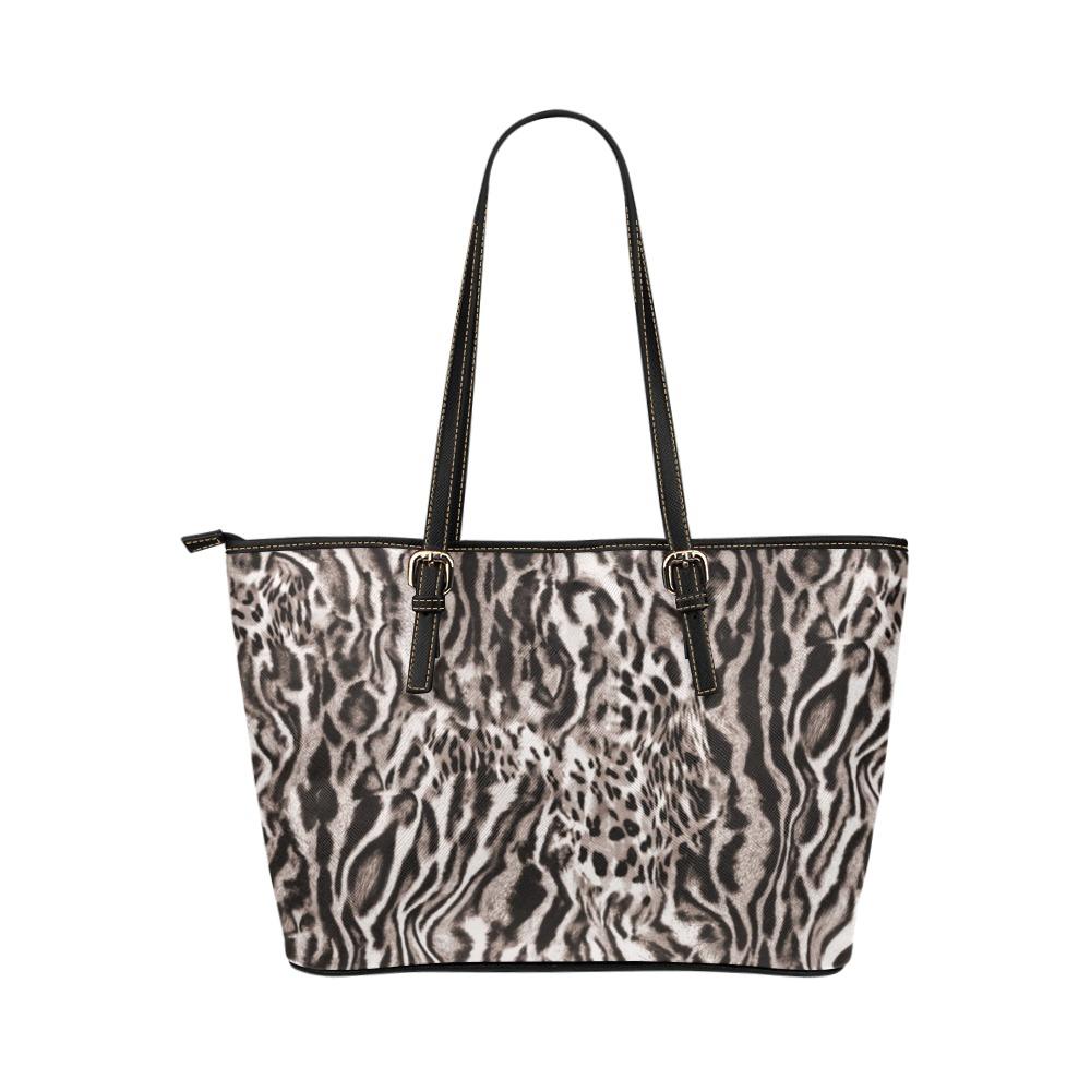 Custom Vegan Leather Tote Bag-Distressed Animal Print 103