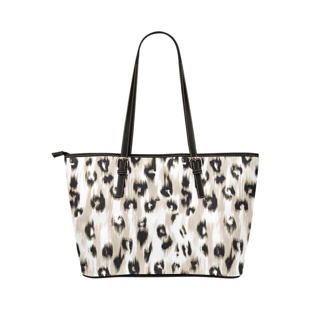 Custom Vegan Leather Tote Bag-Distressed Cheetah Print 101