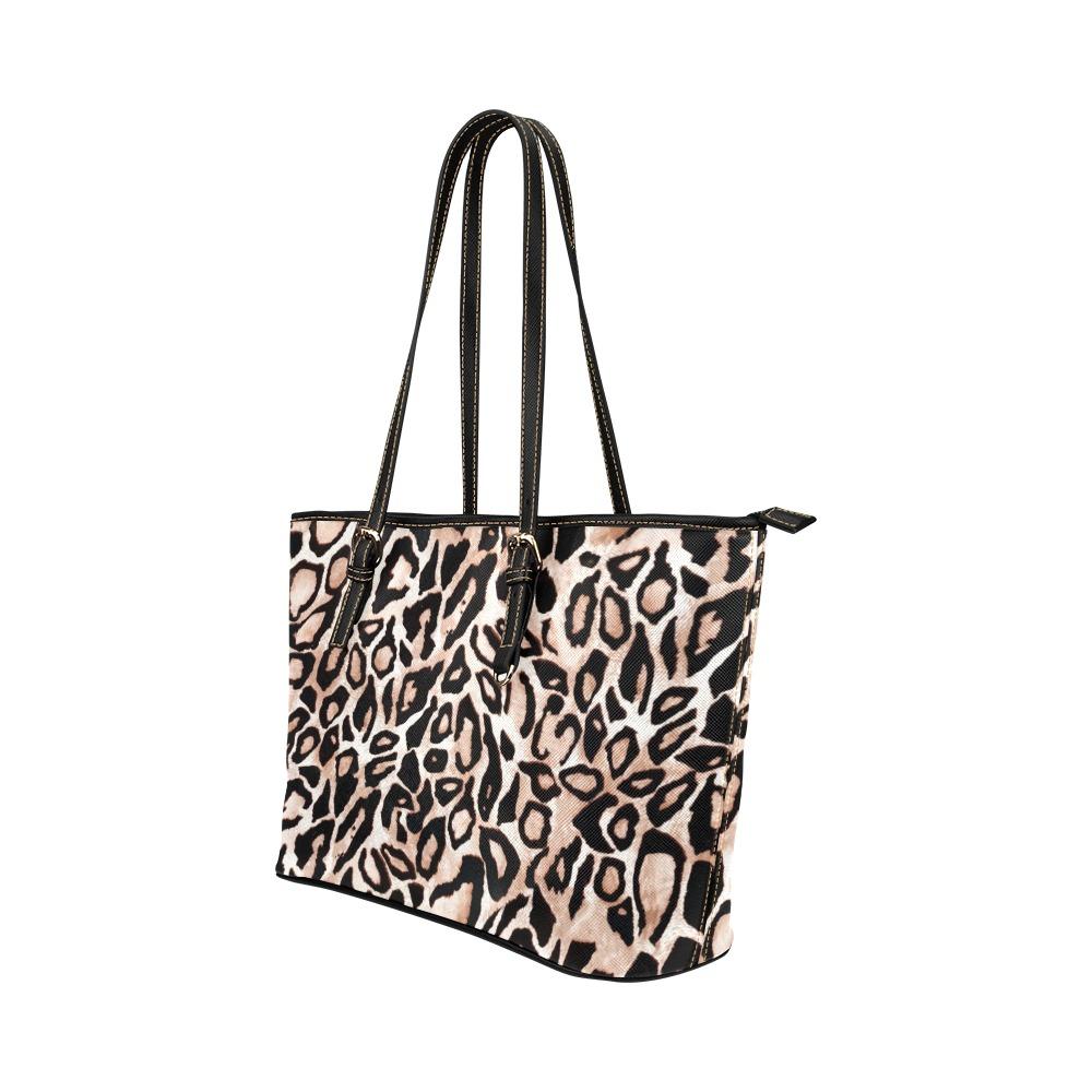 Custom Vegan Leather Tote Bag-Distressed Leopard Print 101