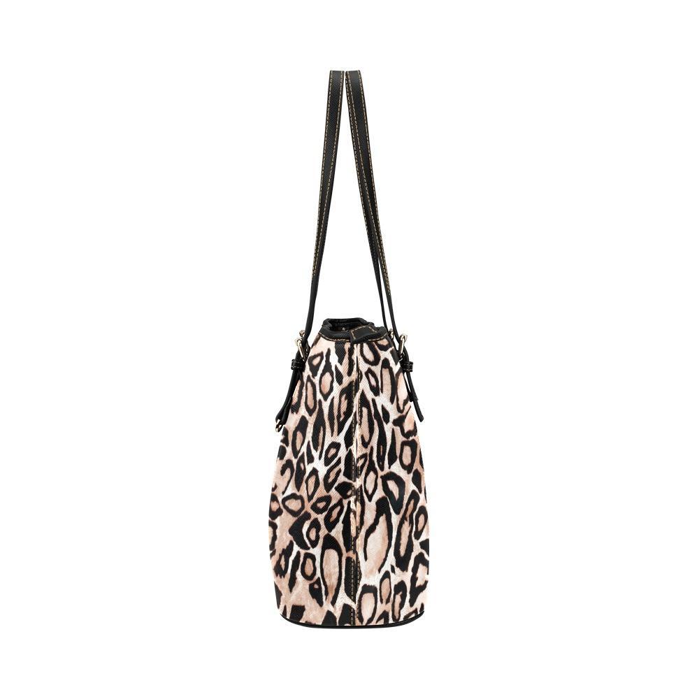 Custom Vegan Leather Tote Bag-Distressed Leopard Print 101