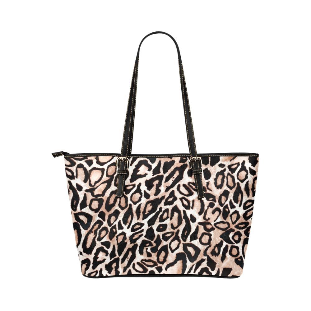Custom Vegan Leather Tote Bag-Distressed Leopard Print 101