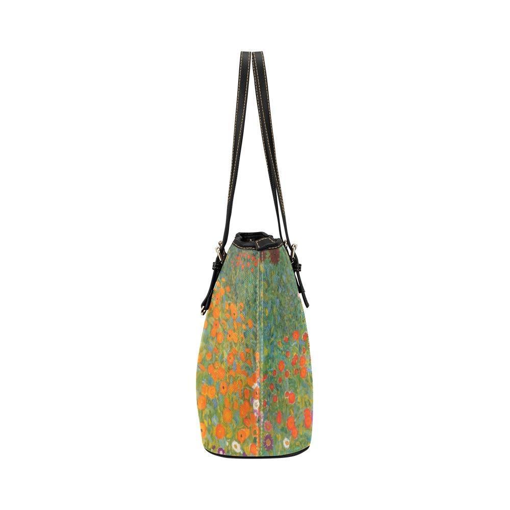 Custom Vegan Leather Tote Bag-Vintage Art Gustav Klimt: