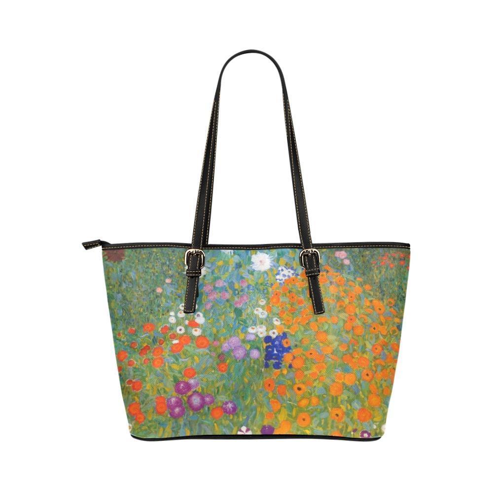 Custom Vegan Leather Tote Bag-Vintage Art Gustav Klimt: