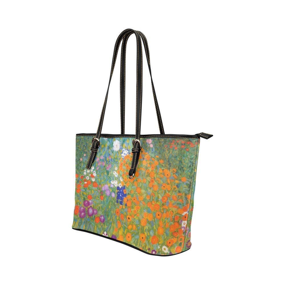 Custom Vegan Leather Tote Bag-Vintage Art Gustav Klimt: