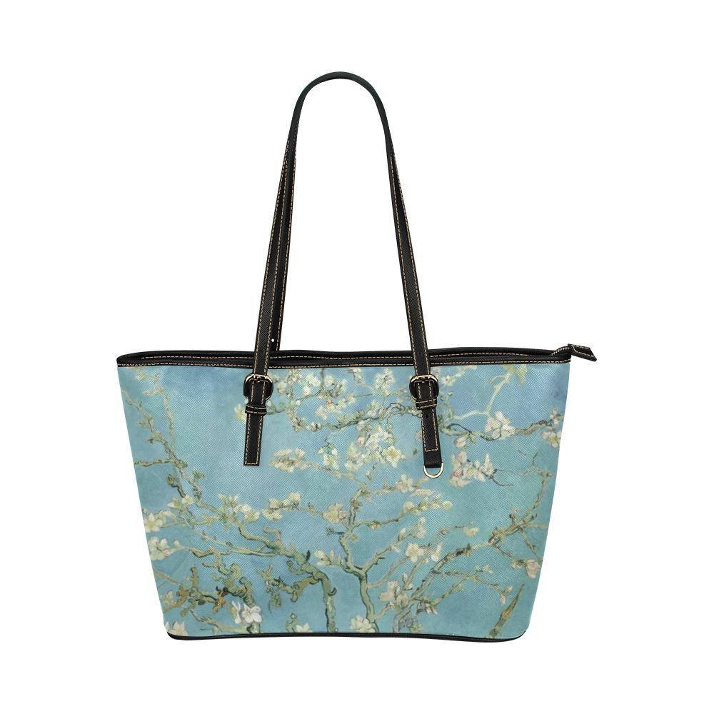 Custom Vegan Leather Tote Bag-Vintage Art Vincent van Gogh: