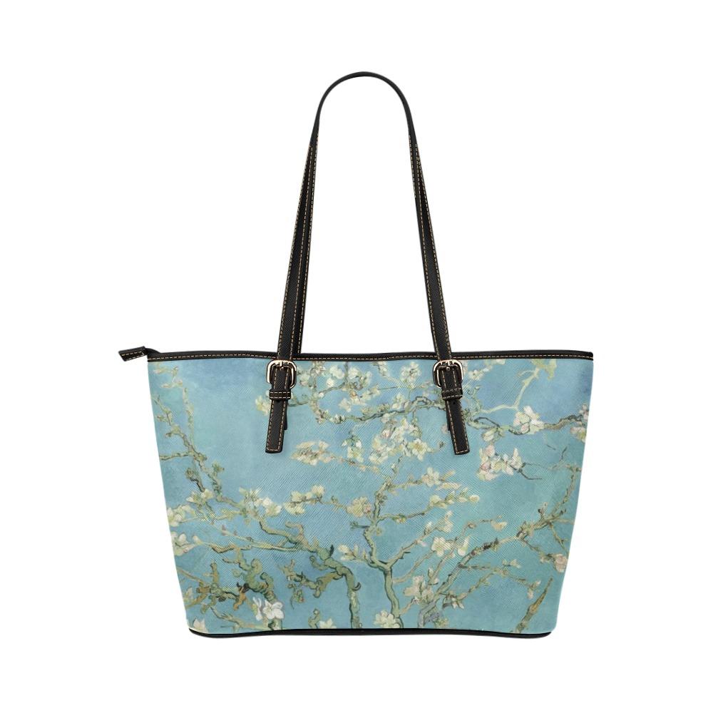 Custom Vegan Leather Tote Bag-Vintage Art Vincent van Gogh: