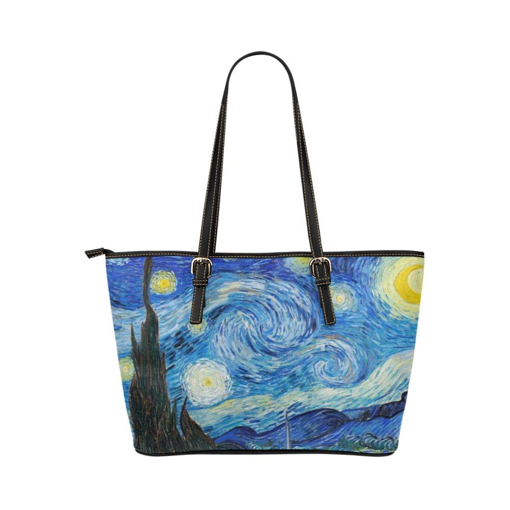 Custom Vegan Leather Tote Bag-Vintage Art Vincent van Gogh:
