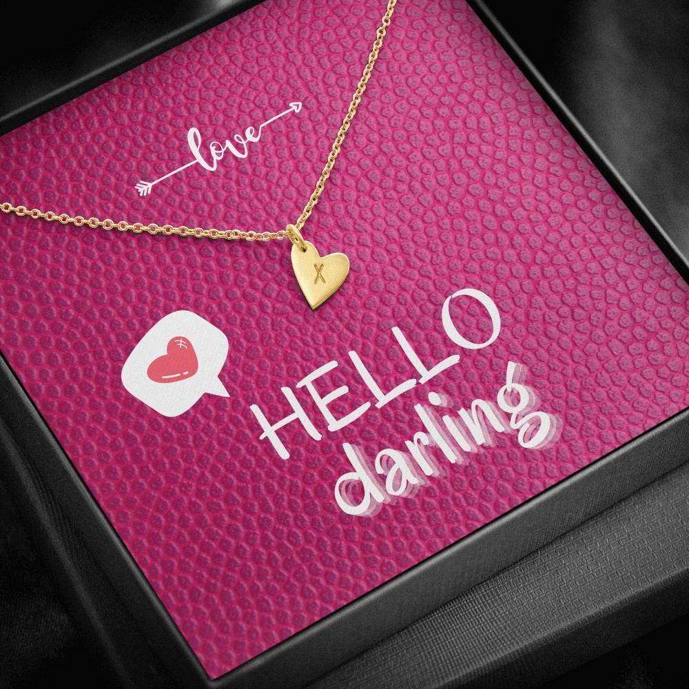 Dainty Heart Necklace with Message Card (Hello Darling)