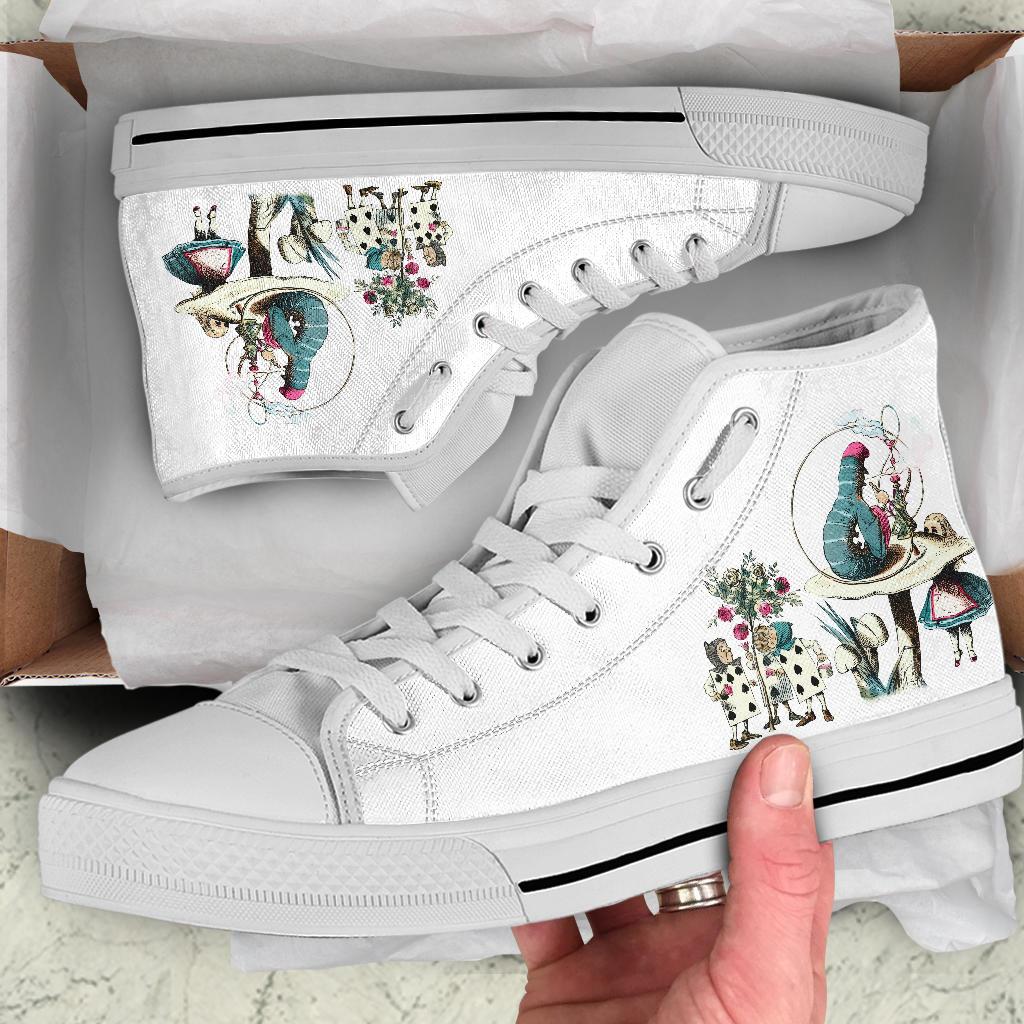 High Top Sneakers - Alice in Wonderland Gifts #42 White/Pink