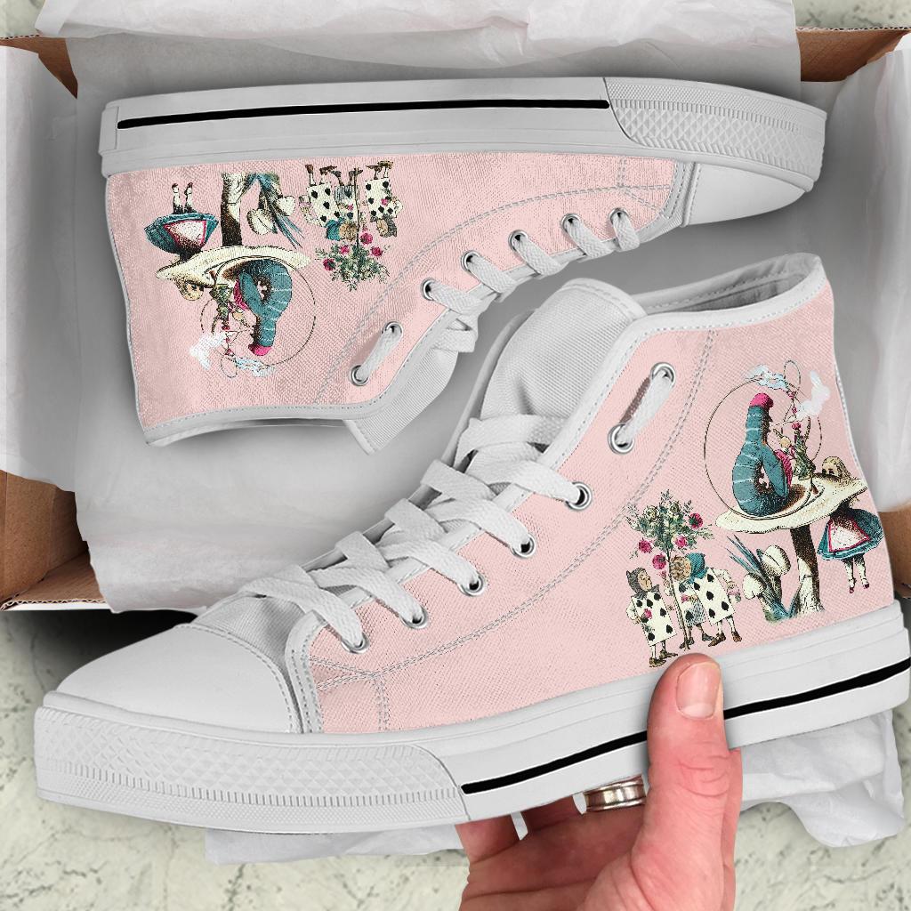 High Top Sneakers - Alice in Wonderland Gifts #42 White/Pink