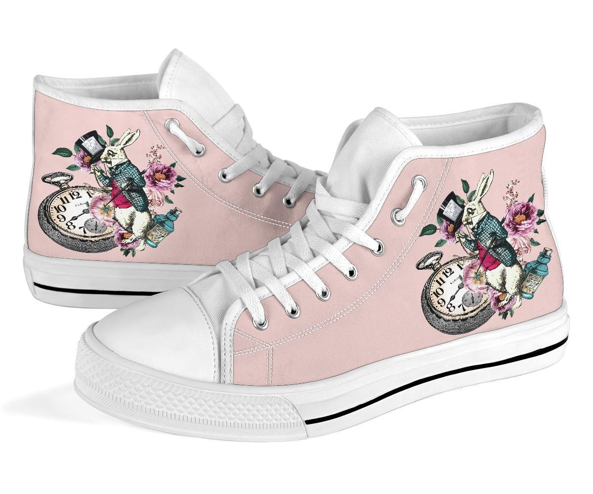 High Top Sneakers - Alice in Wonderland Gifts #43 White/Pink